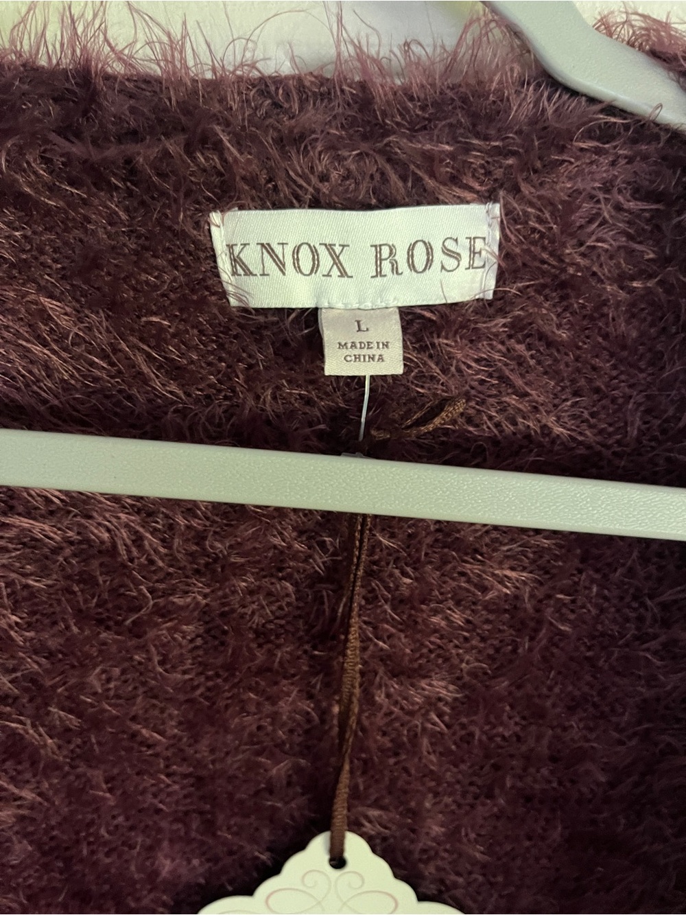 NEW Knox Rose Wine Eyelash Open Cardigan Sweater Floral Purple Whimsigoth Soft L - Picture 5 of 6